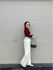 QUẦN JEANS NỮ SUÔNG TRẮNG VIỀN ĐỎ TÚI SAU SẴN