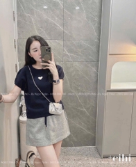 ÁO LEN NỮ CỔ TRÒN FORM ÔM PHỐI TIM THU ĐÔNG SĂN(XẢ 79k)