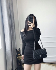 VÁY ZIP TRỄ VAI DÀI TAY VẠT CHÉO(xả 79k)