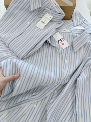 ÁO KẺ ZARA CỔ V VẠT BẦU NỮ