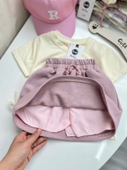 SET ÁO VÁY HỒNG BÉ GÁI KÈM MŨ