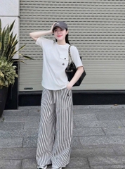 SET ÁO COTTON QUẦN KẺ SỌC THÊU NGỰA NỮ