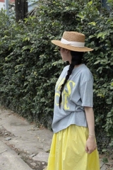 SET ÁO COTTON XÁM PARIS LOVE CHÂN VÁY VÀNG NỮ