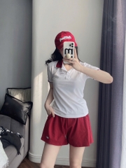 SET POLO CÁ SẤU QUẦN ĐÙI ĐỎ NỮ