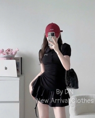 VÁY ÔM BODY CỔ BỂ POLO PHỐI ĐUÔI VÂY XOÈ TẦNG NỮ SẴN