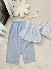 SET BỘ NỮ ÁO KẺ LI-EN BỒNG 2 LỚP CHẠY CHUN SẴN