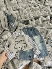 SET DÀI ÁO KẺ MIX GHILE XÁM QUẦN BÒ BÉ TRAI