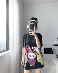 ÁO LABUBU MẸ CON ĐEN FORM RỘNG SẴN ( xả 50k )