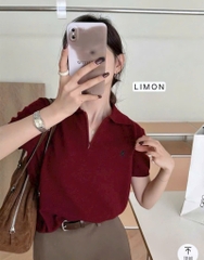 ÁO LEN CỔ POLO THÊU NGỰA MÀU ĐỎ ĐÔ NỮ SẴN