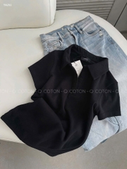 ÁO POLO ĐEN BASIC CỘC NỮ