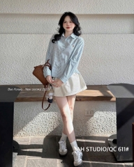 ÁO SƠ MI KẺ THÊU NGỰA DÀI TAY NỮ (SALE 69k)