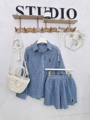 SET KẺ QUẦN 2 LỚP XẺ GẤU NỮ