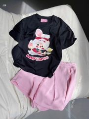 SET BỘ ÁO PHÔNG BABYTHREE QUẦN ĐÙI HỒNG CHO NỮ SẴN(SALE 80k)