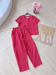 SET HỒNG ÁO TÚI LỆCH GẤU QUẦN CÁCH ĐIỆU NỮ SẴN