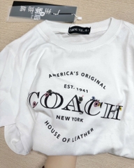 ÁO PHÔNG CỘC TAY TRẮNG COACH NỮ SẴN(XẢ 55k)