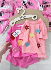 SET COTTON HOA QUẢ NỔI TONE HỒNG BÉ GÁI(SALE 89k)