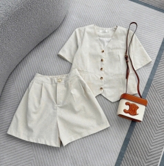 SÉT BỘ LINEN CỘC QUẦN BÁN CHUN CÀI SAU HÀNG THIẾT KẾ NỮ