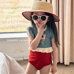 ĐỒ BƠI - BỘ BƠI HOA DƯƠNG ĐỎ BÉ GÁI