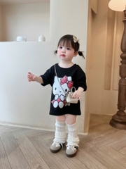 SÉT 3 ÁO CỘC HELLO KITTY TRẮNG HỒNG ĐEN BÉ GÁI SẴN (XẢ 75k)