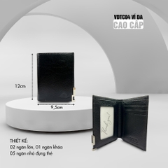 Ví da bò hạt đen kẹp kim loại VDTC04