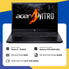Acer Gaming Nitro V 15 ANV15-41 (Ryzen 5 7535HS/16GB RAM/SSD 512GB/RTX 3050 6GB/15.6" FHD 180Hz) - NEW