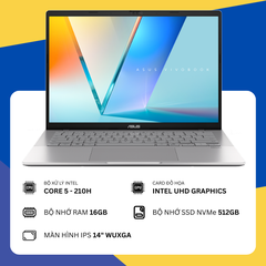 Asus Vivobook S14 S3407VA - LY146W (Core 5 210H/16GB RAM/SSD 512GB/14" WUXGA) Like New (BH hãng 10/2027)