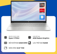 HP 15-fc0027ca AMD (Ryzen 7-7730U/16GB RAM DDR4/SSD 512GB/15.6" FHD Touch) New Fullbox