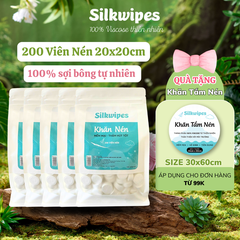 Combo 5 túi 200 viên khăn nén, kích thước 20x22cm (+-10%) khăn nén du lịch, khăn nén nhà hàng, khách sạn - V5