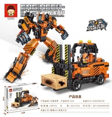 (Giá Đã bao gồm VAT) - Bộ xếp hình xe nâng biến hình robot 452pcs mã 933