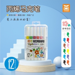 (GIÁ 1 THÙNG đã gồm VAT) - 9053A - Bút Màu Vẽ Acrylic Marker 12 màu
