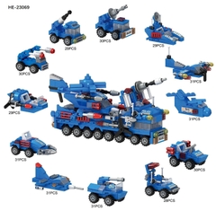 Bộ xếp hình xe cảnh sát đặc biệt 12 mẫu mã HE-23069 (Bán lốc 12 hộp)