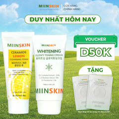 Combo Kem dưỡng trắng nâng tone + sữa rửa mặt chiết xuất chanh Miinskin