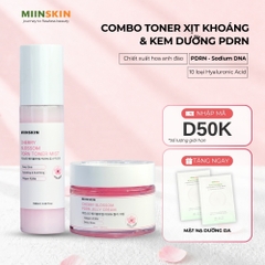 Combo toner dạng xịt khoáng và kem dạng thạch PDRN Hoa anh đào MIINSKIN
