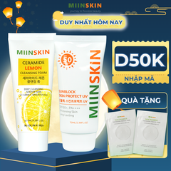 Combo sữa rửa mặt chiết xuất chanh + kem chống nắng vật lý Miinskin