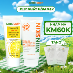 Combo sữa rửa mặt chiết xuất chanh + kem chống nắng vật lý Miinskin