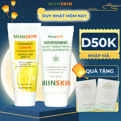 Combo Kem dưỡng trắng nâng tone + sữa rửa mặt chiết xuất chanh Miinskin