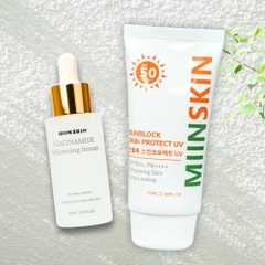 Combo serum dưỡng trắng 5% Niacinamide + kem chống nắng vật lý Miinskin