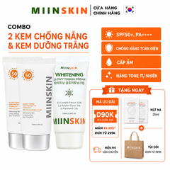 Combo 2 kem chống nắng vật lý 70ml và 1 kem dưỡng nâng tone 70ml Miinskin