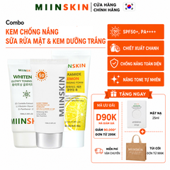 Combo 3 sữa rửa mặt chanh + kem chống nắng + kem dưỡng trắng 70ML Miinskin