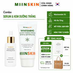 Combo dưỡng trắng da Serum Miinskin 5% Niacinamide + Kem dưỡng trắng nâng tone 70ml