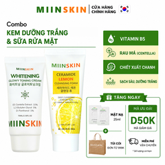 Combo Kem dưỡng trắng nâng tone + sữa rửa mặt chiết xuất chanh Miinskin