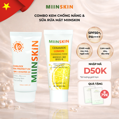 Combo sữa rửa mặt chiết xuất chanh + kem chống nắng vật lý Miinskin