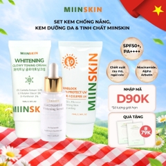 Combo 3 sản phẩm dưỡng trắng Miinskin (Kem chống nắng + kem dưỡng trắng + serum)