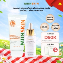 Combo serum dưỡng trắng 5% Niacinamide + kem chống nắng vật lý Miinskin