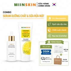 Combo serum dưỡng trắng Miinskin 5% Niacinamide + sữa rửa mặt chiết xuất chanh