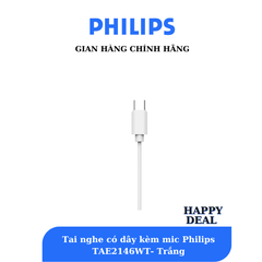 Tai Nghe Nhét Tai Có Dây Philips TAE2146WT, Màu trắng
