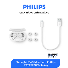 Tai Nghe Bluetooth True Wireless Philips TAT1207WT- Màu trắng