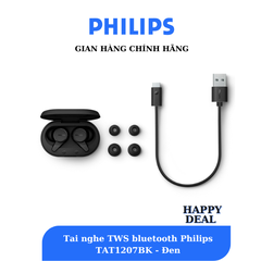 Tai Nghe Bluetooth True Wireless Philips TAT1207BK- Màu đen