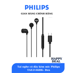 Tai Nghe Nhét Tai Có Dây Philips TAE2146BK, Màu đen