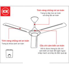 Quạt trần KDK, màu trắng bạc M60XG(SIL)